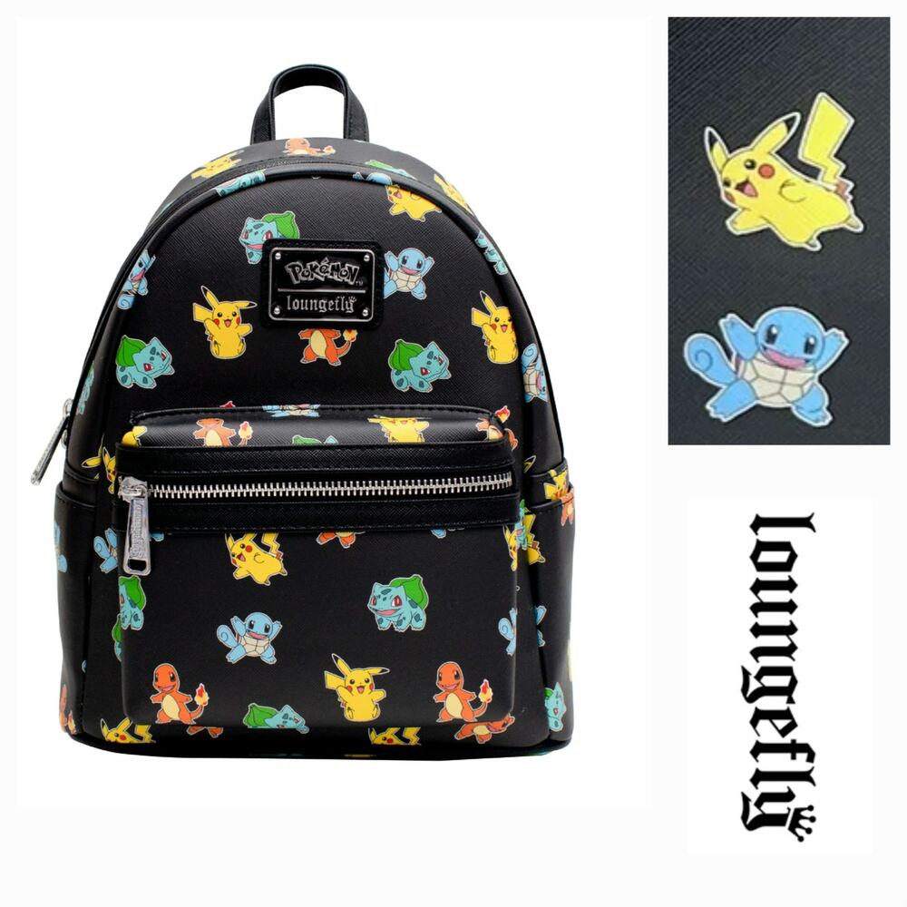 Loungefly Pokemon Kanto Starters Mini Backpack Pikachu Squirtle Bulbasaur NWT